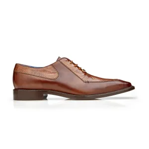 Belvedere Exotische Leder Schuhe Belvedere Biagio in Antik Erdnuss Echtem Straußenbein & Italienischem Kalbsleder Oxfords