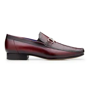 Belvedere Exotische Leder Schuhe Belvedere Bruno in Dunkel Bordeaux Echtem Straußenbein und Italienischen Kalbsleder Loafers