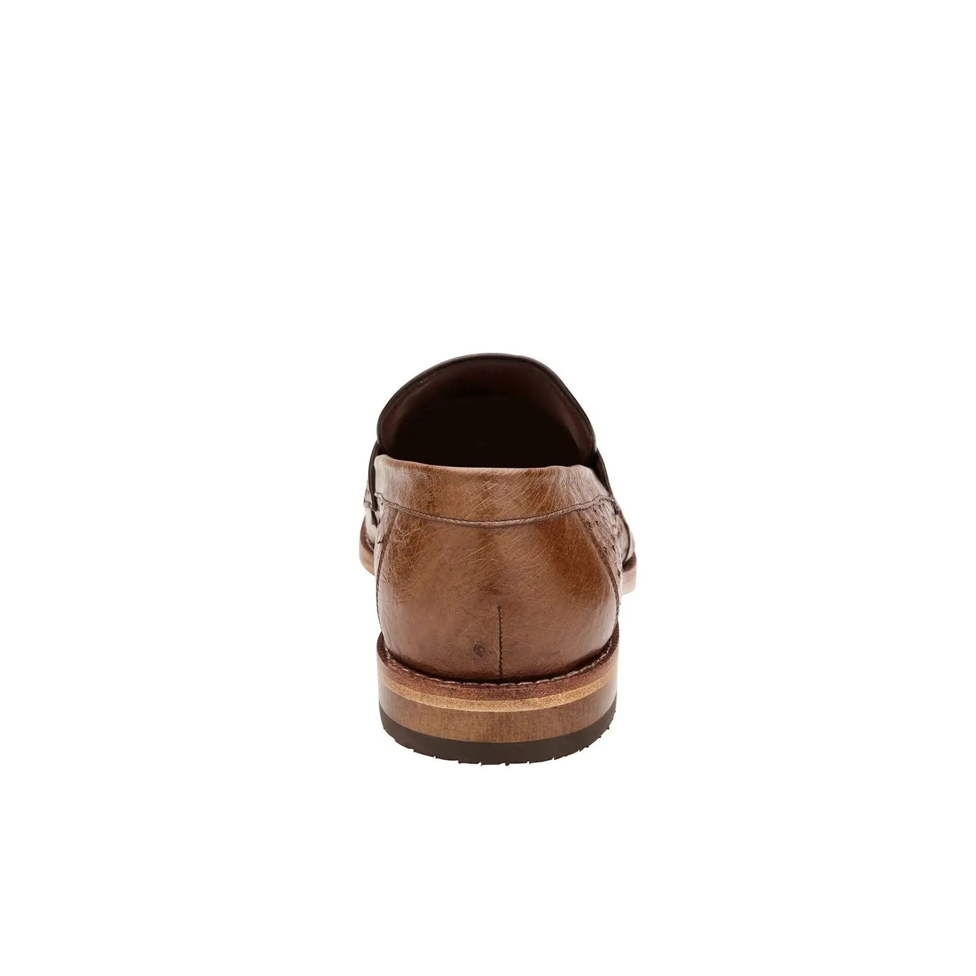 Belvedere Exotische Leder Schuhe Belvedere Espada in Tabak Straußenfeder Penny Loafers