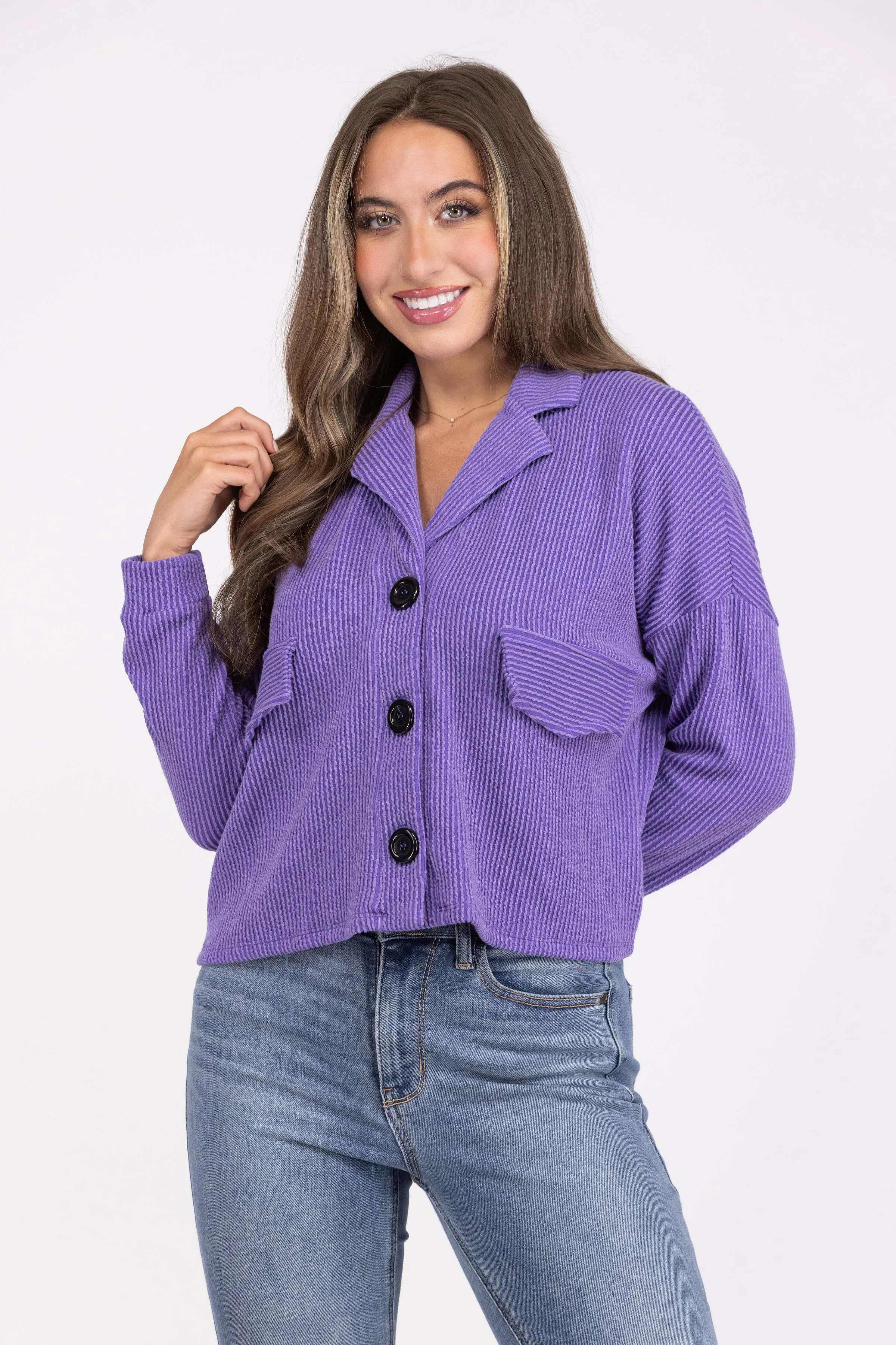 Better Now Damen Rippig Crop Shacket