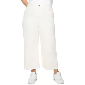 Black Tape_ Damen Plus High Rise Raw Saum Weite Bein Jeans