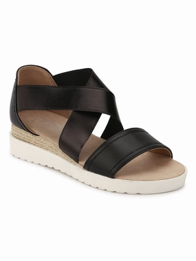 Black PU Crossover Plaform Wedges