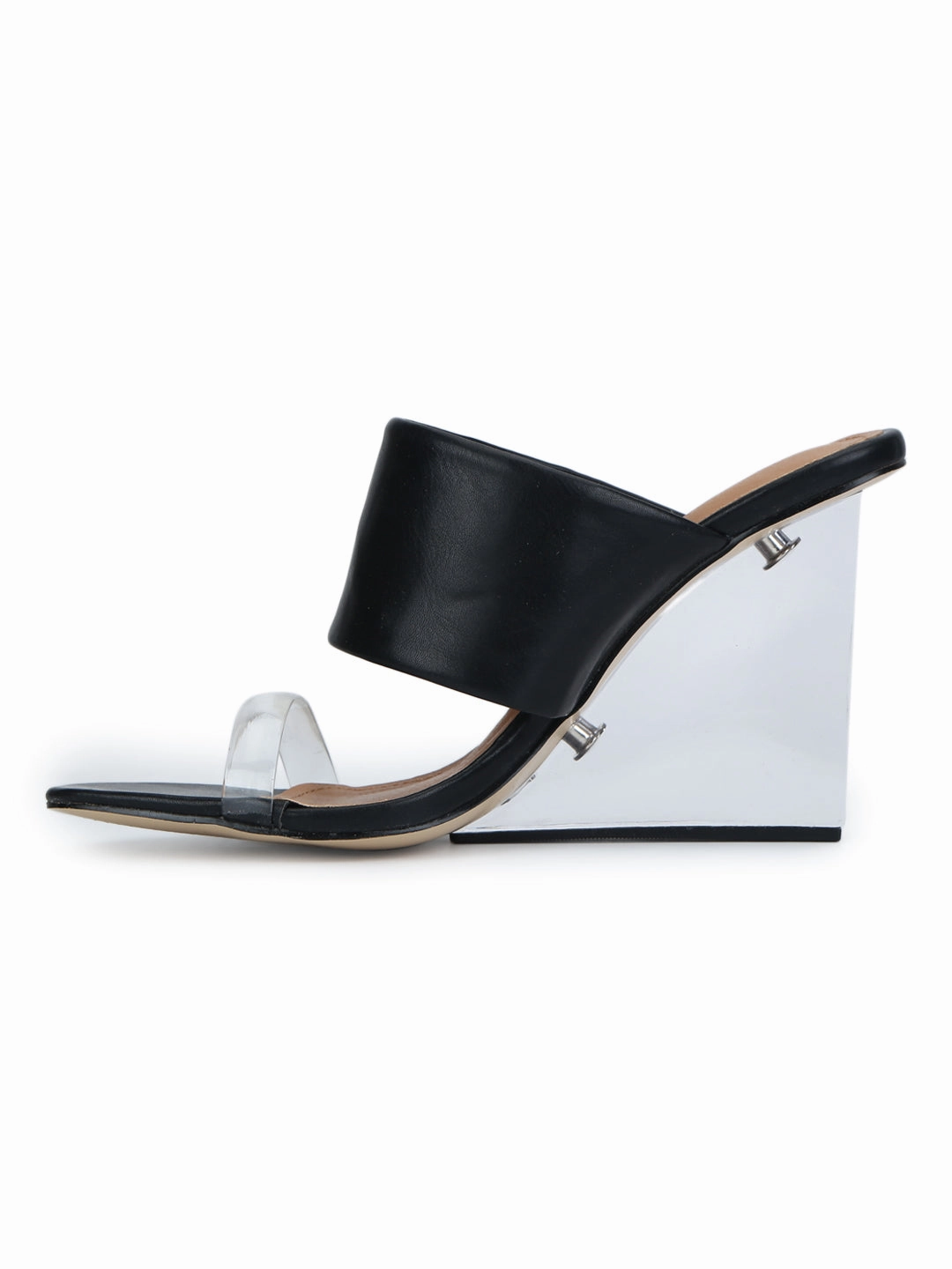 Schwarze PU-Slip-On Keilabsätze