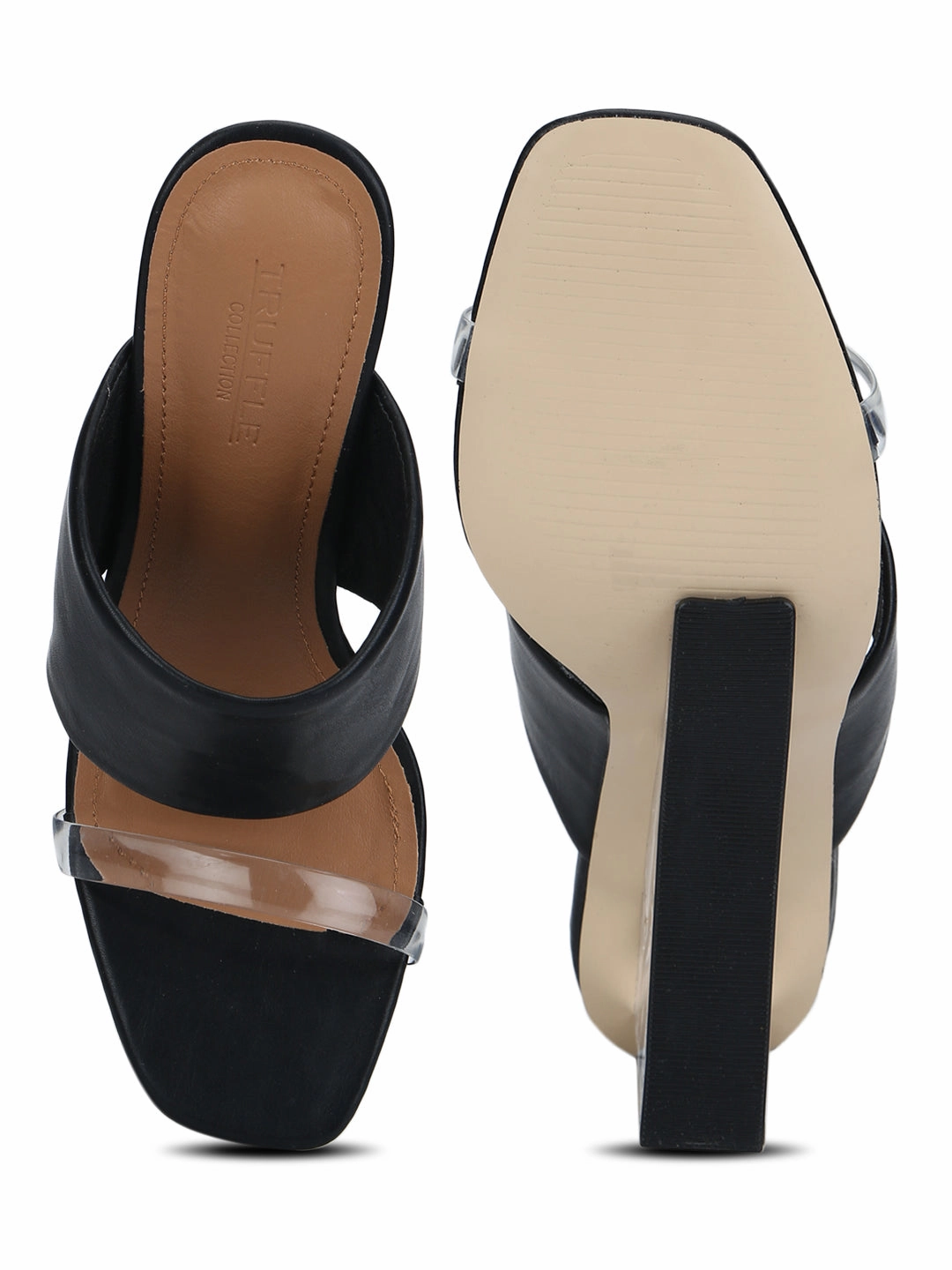 Schwarze PU-Slip-On Keilabsätze