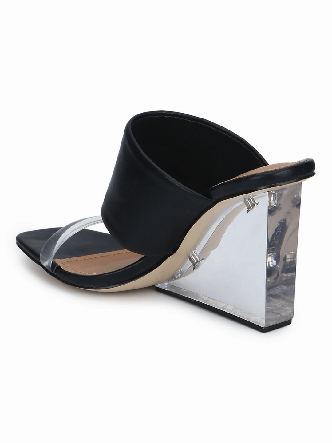 Schwarze PU-Slip-On Keilabsätze