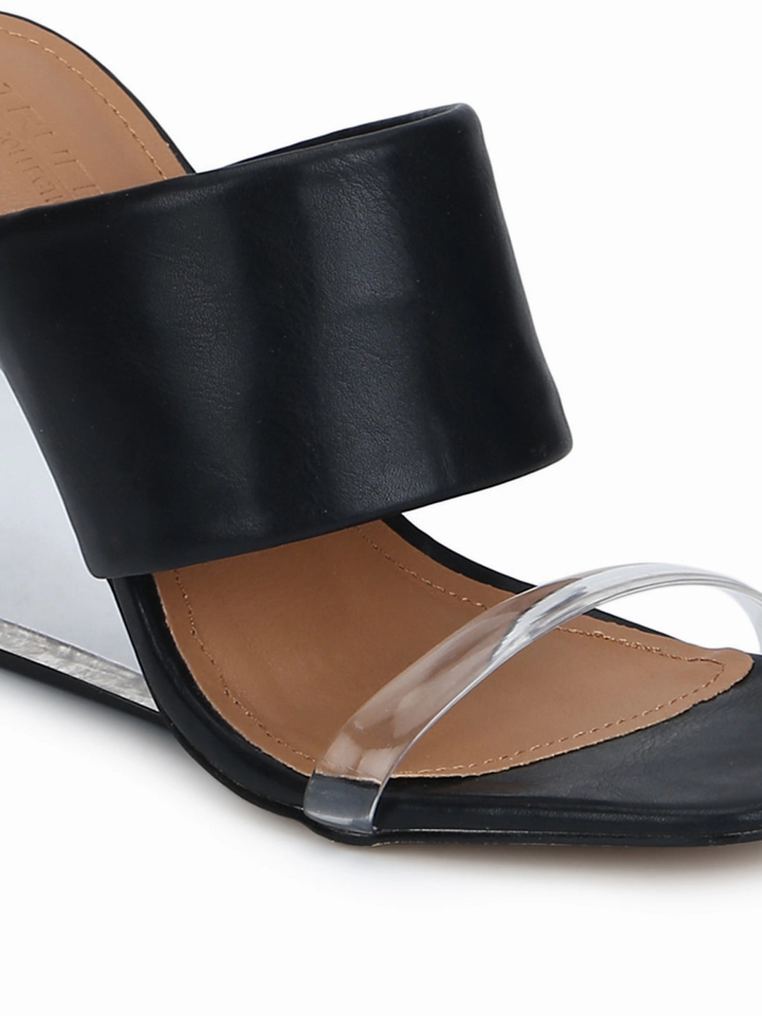 Schwarze PU-Slip-On Keilabsätze