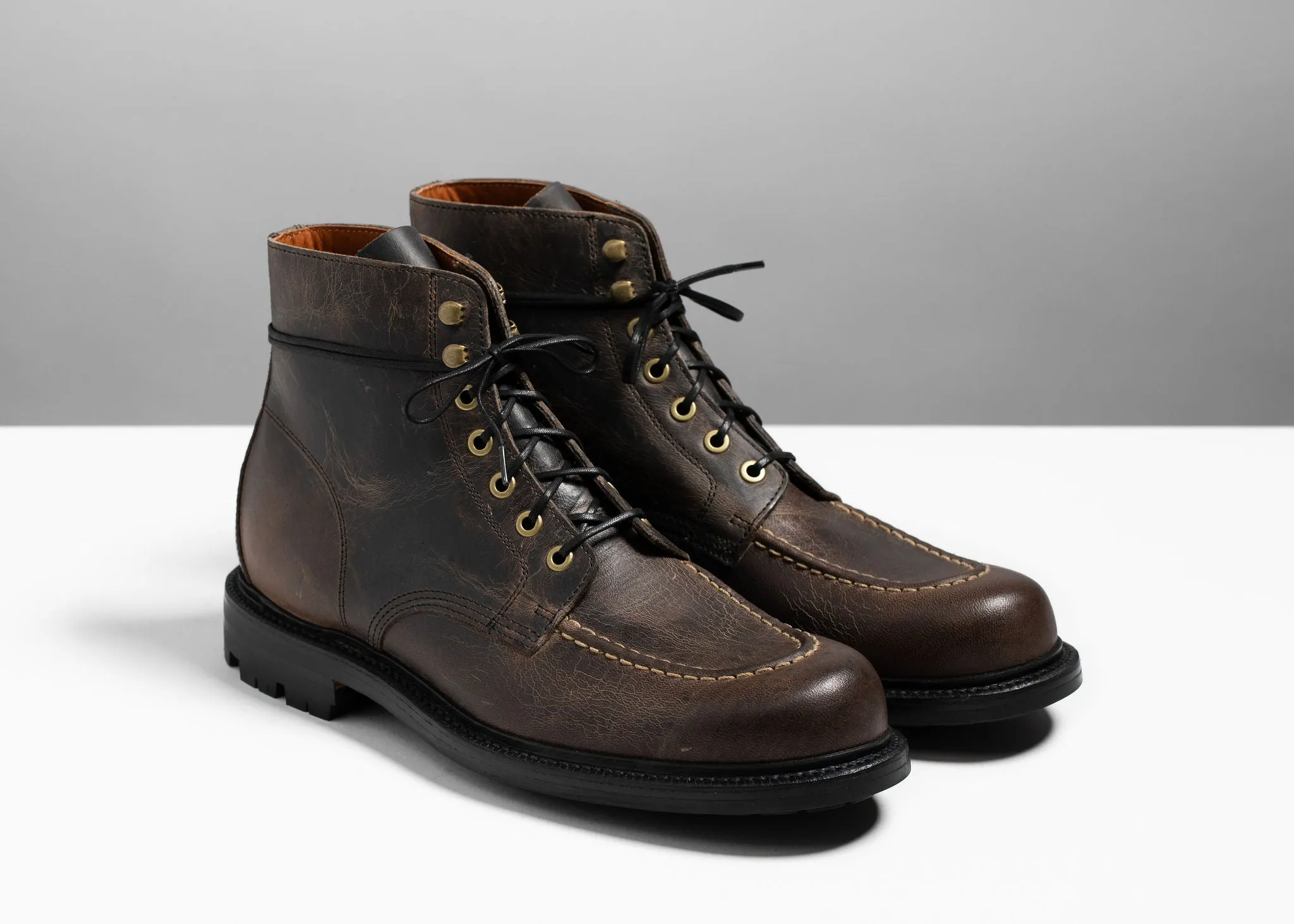 Messingstiefel Schwarz Gewachster Hirsch