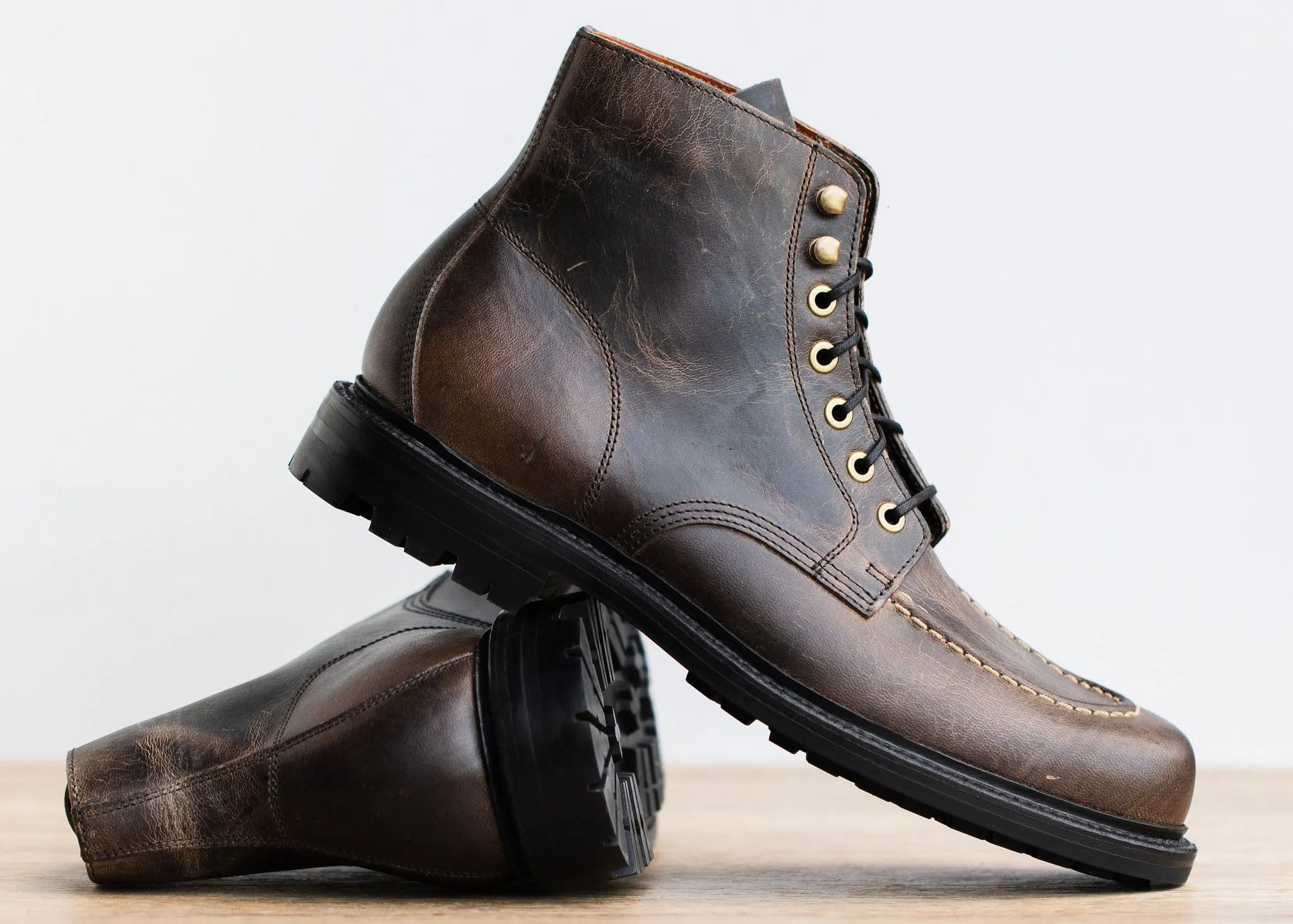 Messingstiefel Schwarz Gewachster Hirsch