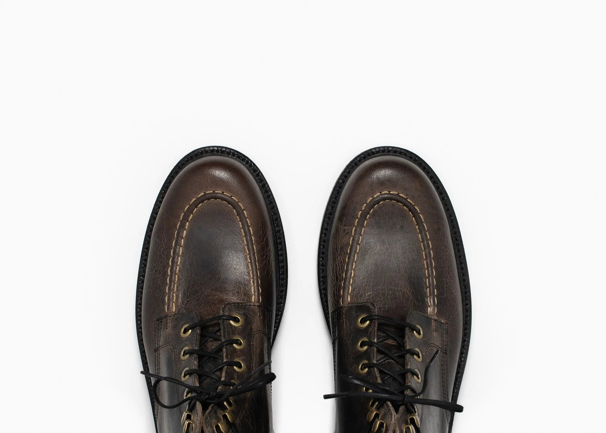 Messingstiefel Schwarz Gewachster Hirsch