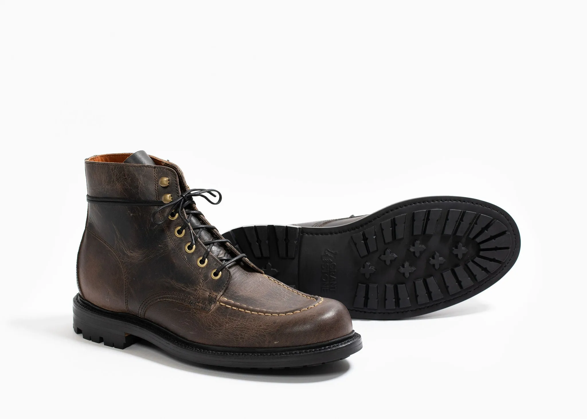 Messingstiefel Schwarz Gewachster Hirsch