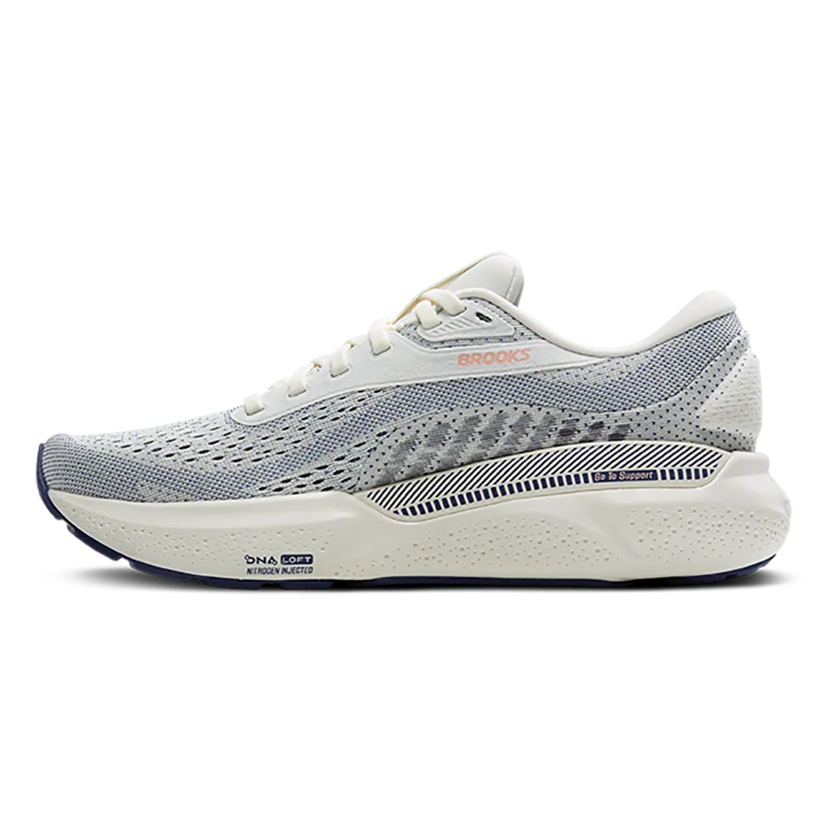 Brooks Adrenaline GTS 24 Grau - Blaues Band - Pfirsich