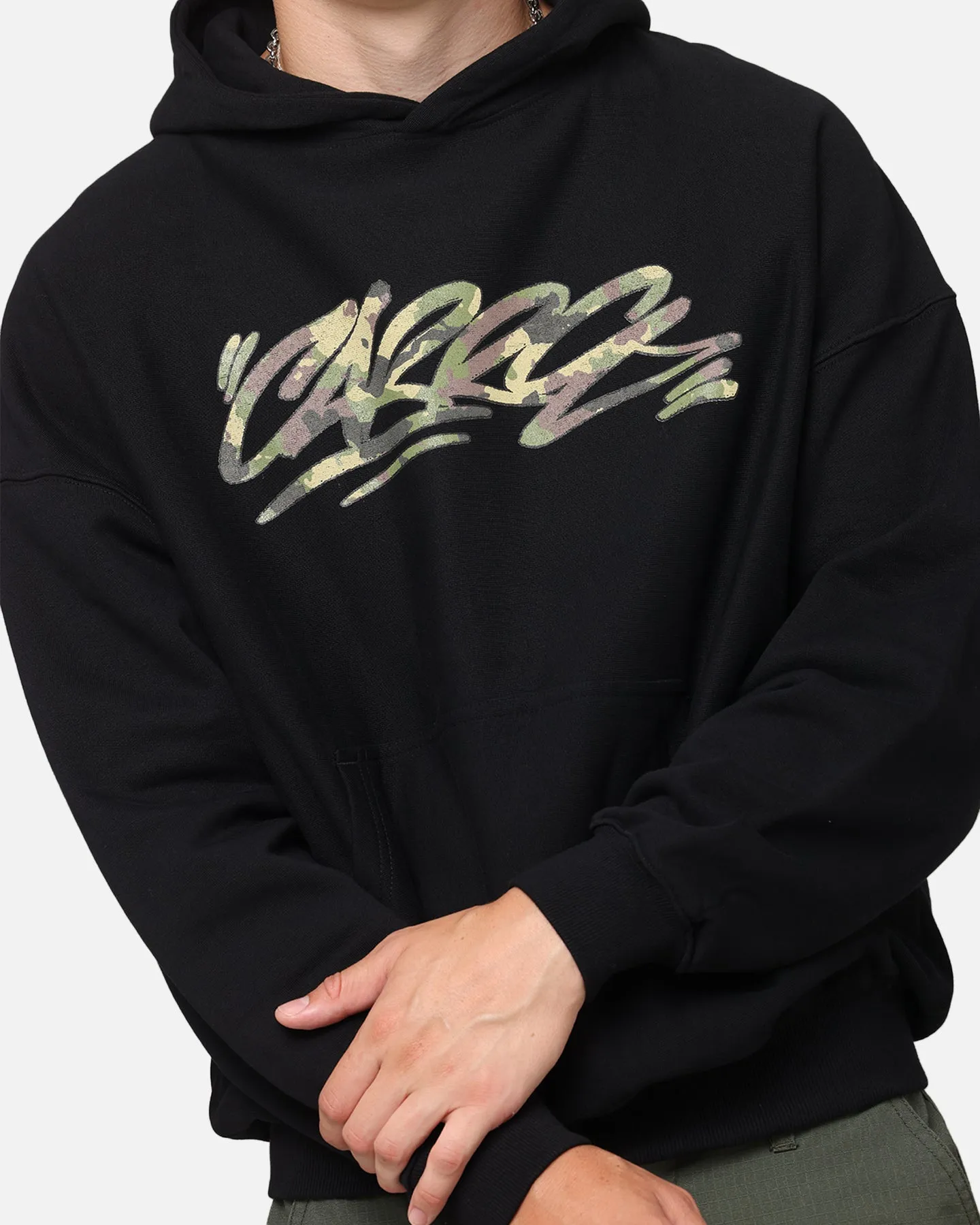 Carre Camo Script Hoodie Schwarz