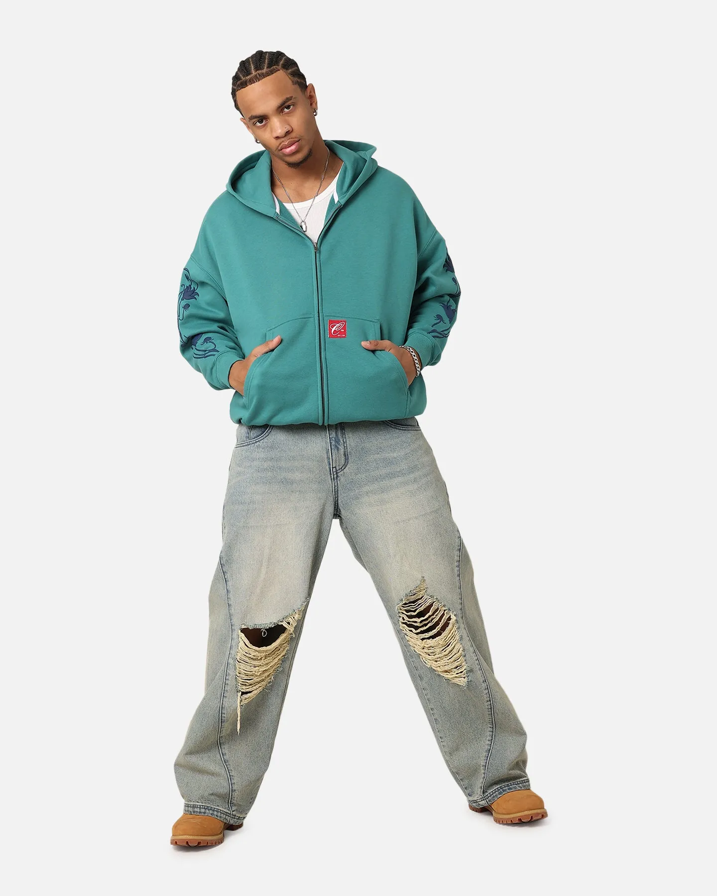 Carre Flower Bomb Full-Zip-Hoodie Oxidiertes Grün