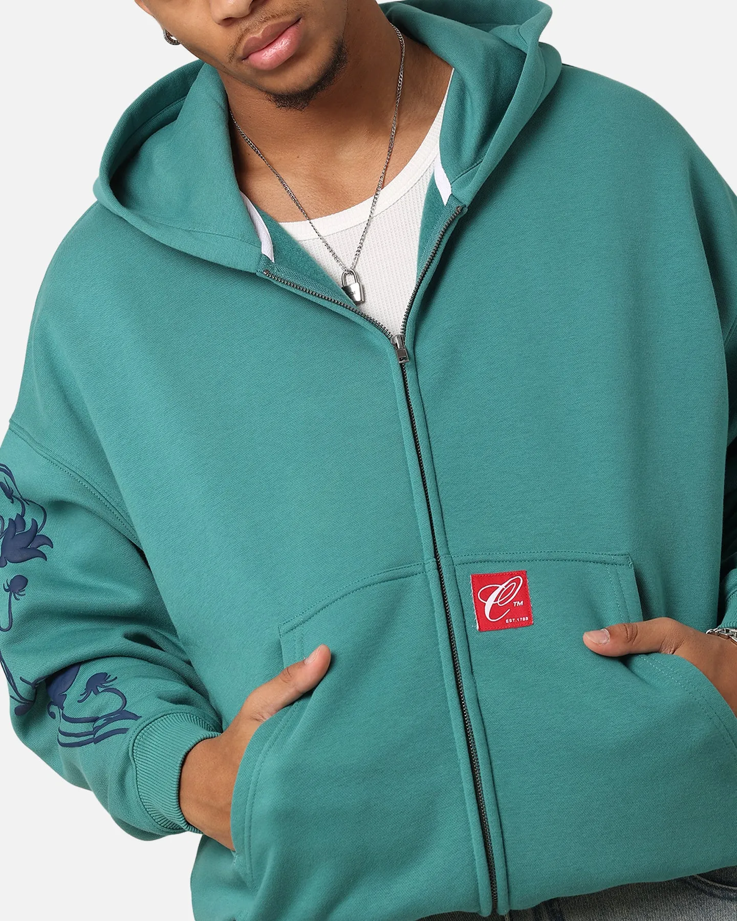 Carre Flower Bomb Full-Zip-Hoodie Oxidiertes Grün