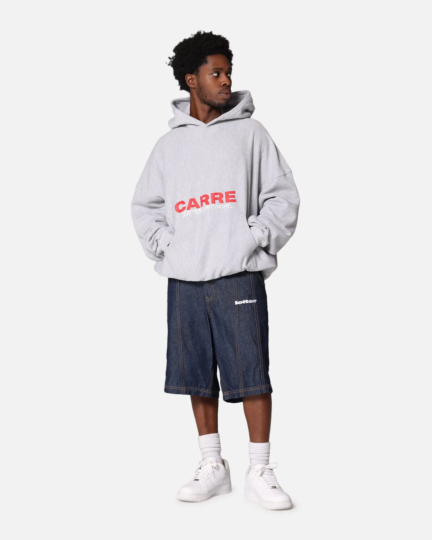 Carre Handgezeichneter Hoodie Hell Meliert