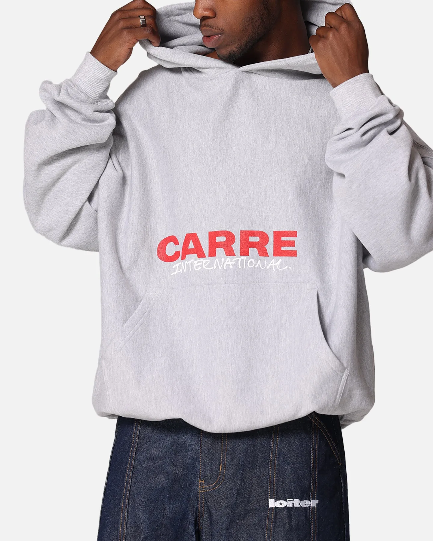 Carre Handgezeichneter Hoodie Hell Meliert