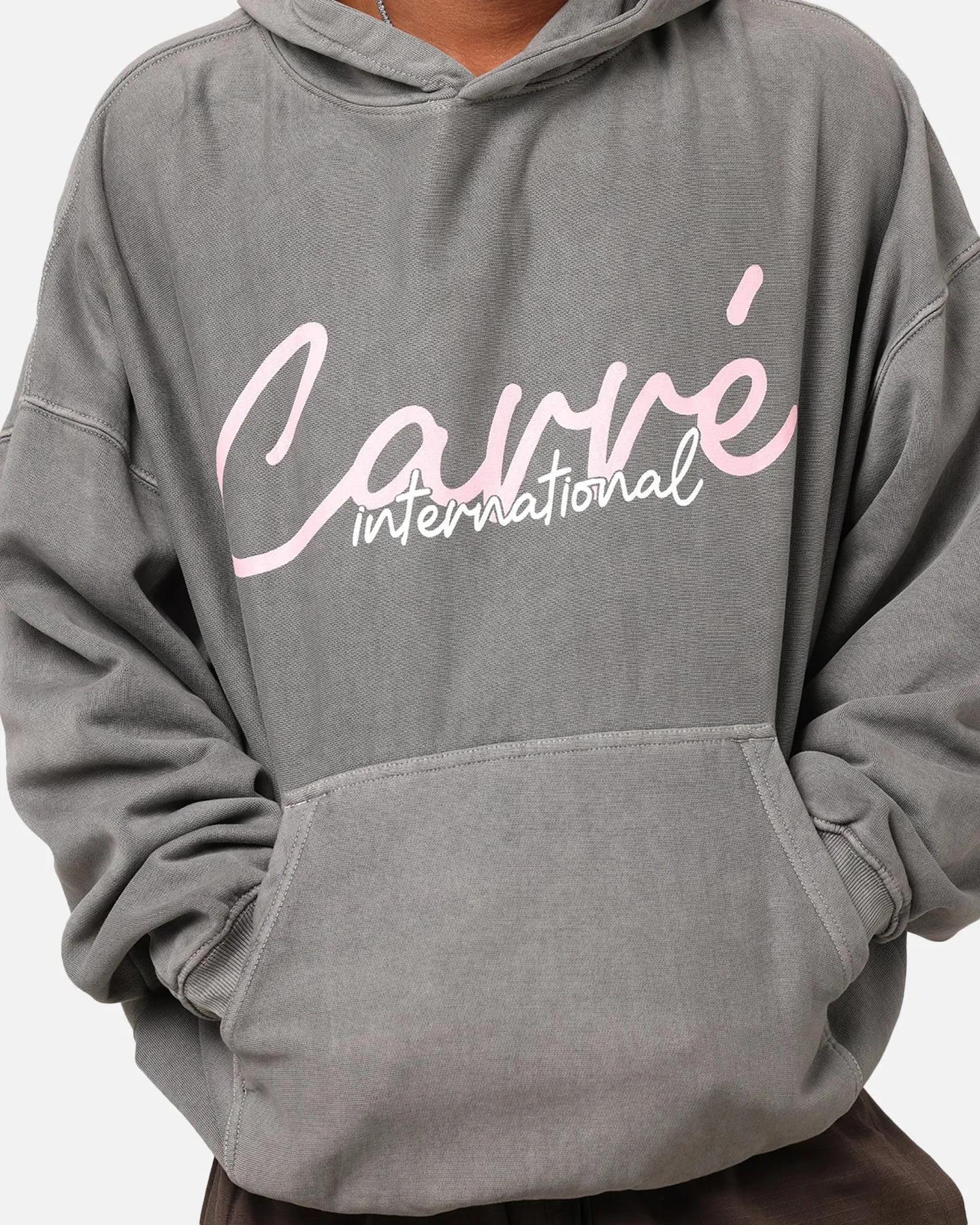 Carre International Script Hoodie Gewaschen Charcoal