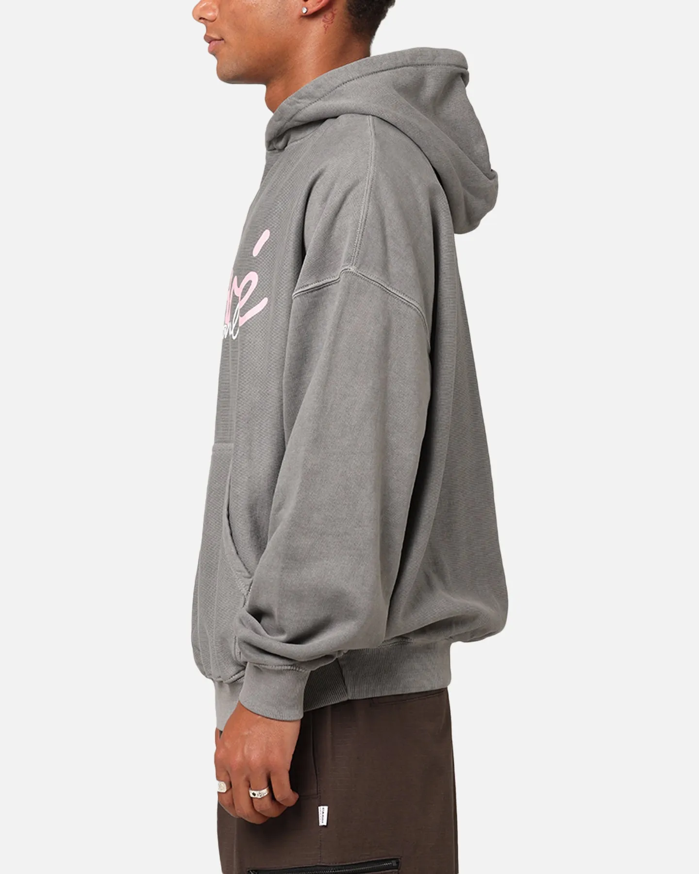 Carre International Script Hoodie Gewaschen Charcoal