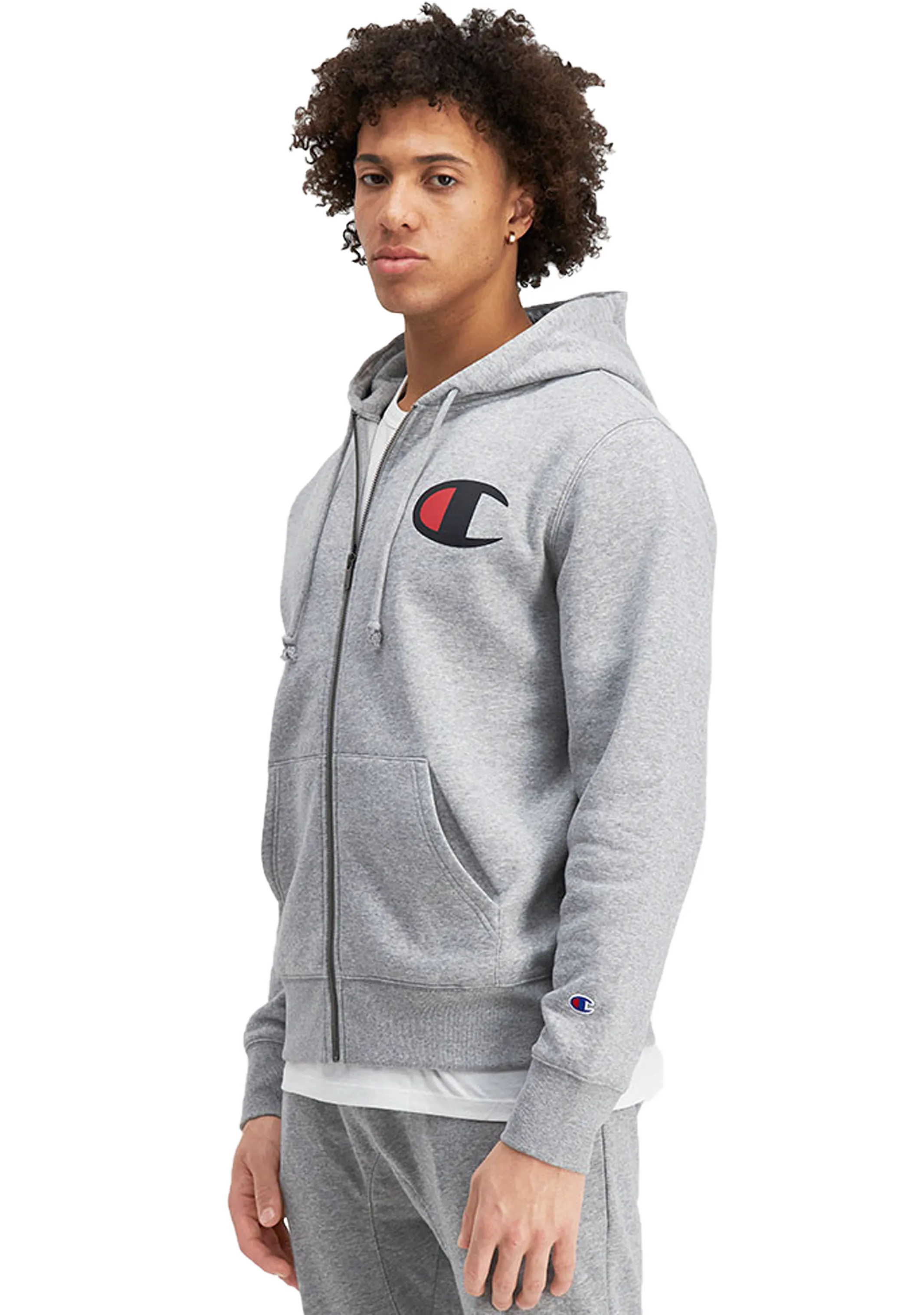 Champion Herren C Logo Zip Hoodie <br> AVV9N A3R GRAU