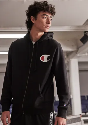 Champion Herren C Logo Kapuzenpullover mit Reißverschluss <br> AVV9N Schwarz