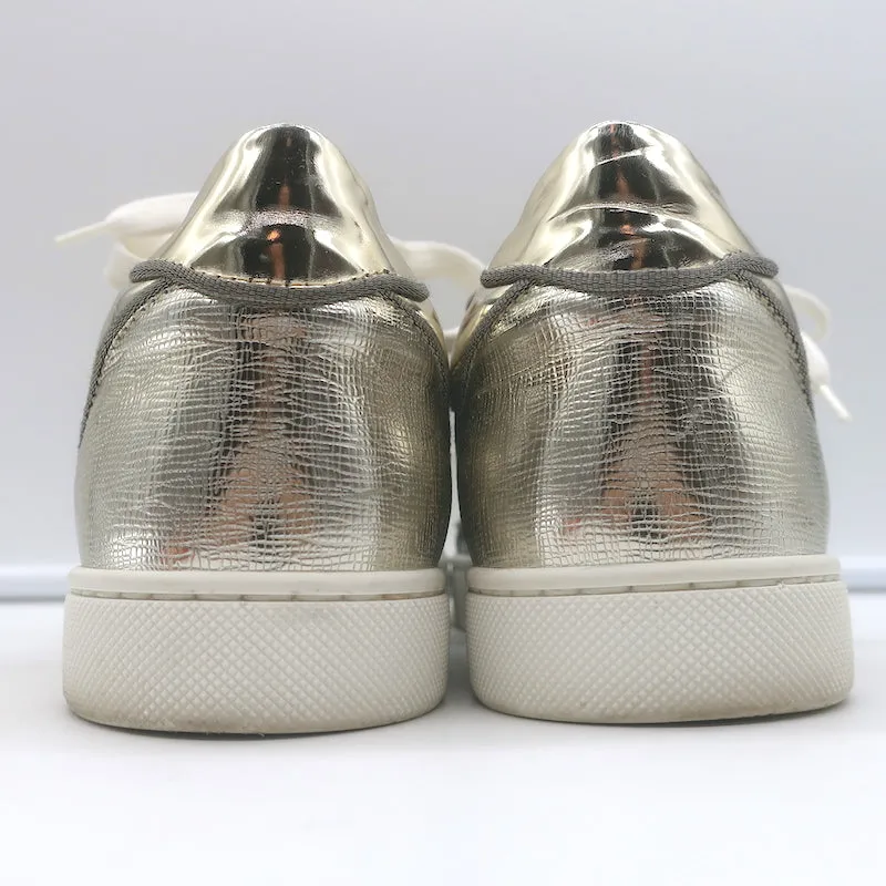 Christian Louboutin Vieira Spike Sneakers Gold Metallic Leopard Print Größe 37.5