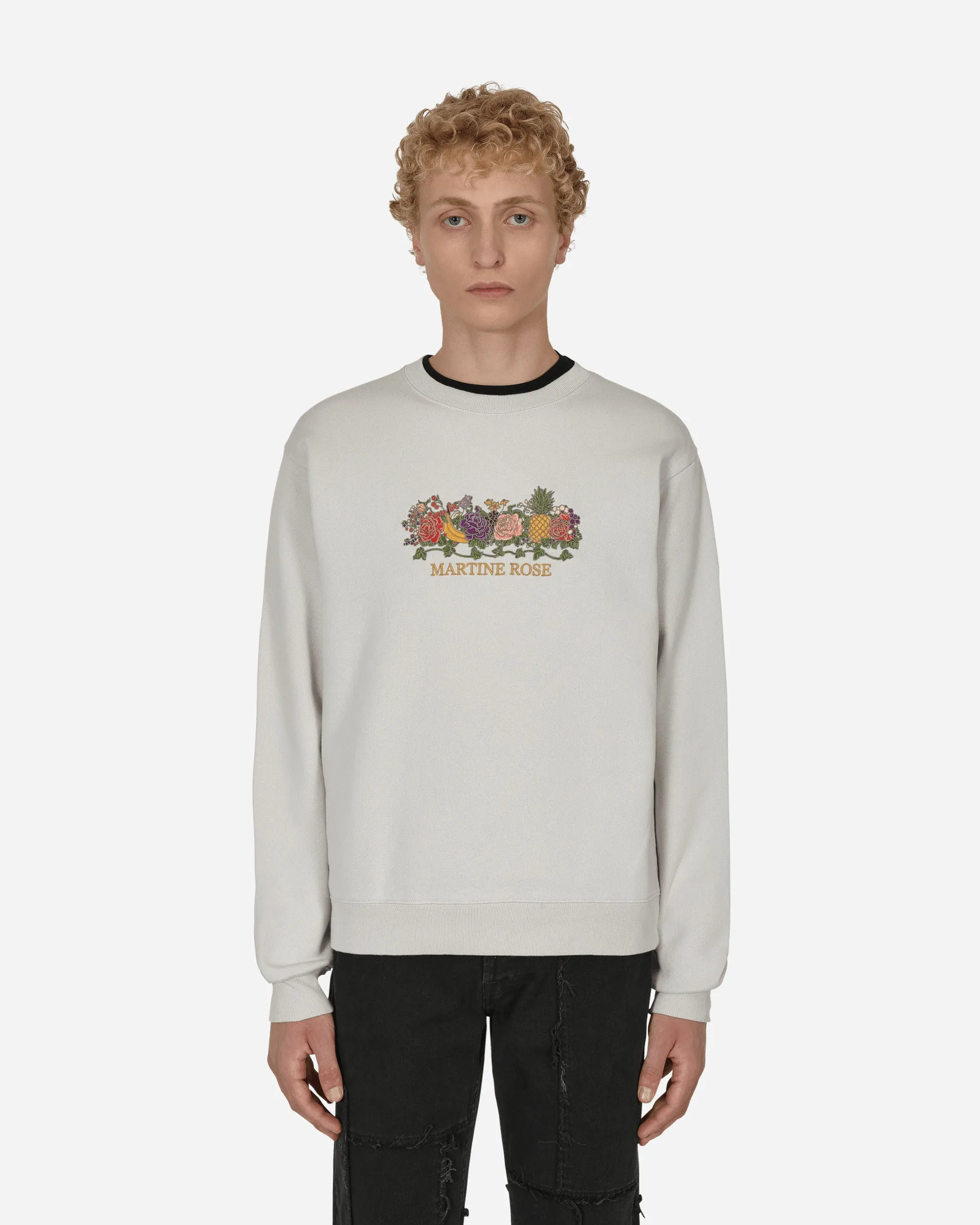 Klassisches besticktes Crewneck Sweatshirt Grau