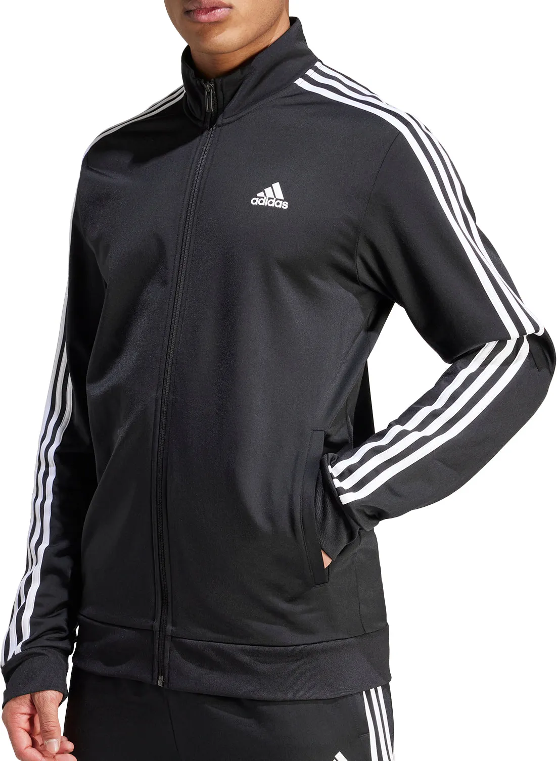 Bekleidung Adidas Herren adidas Essentials Warm Up 3 Streifen Herren Trackjacke - Schwarz