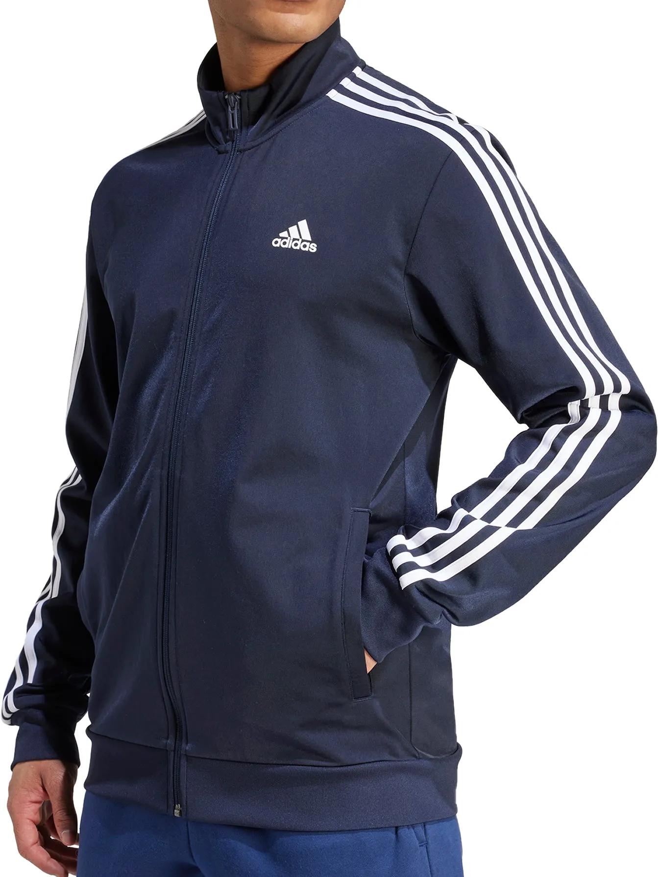 Bekleidung Adidas Herren adidas Essentials Warm Up 3 Streifen Herren Trackjacke - Marine