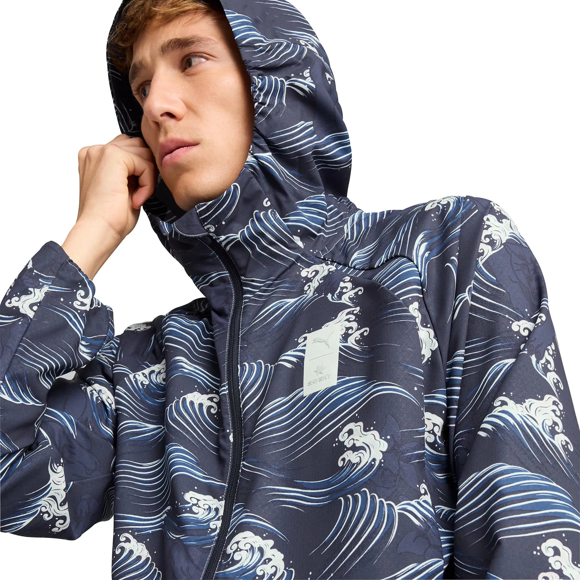 Bekleidung Puma Herren Puma X SAYSKY Grafik Laufjacke für Männer - Blau