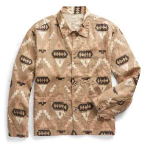 Kleidung RRL von Ralph Lauren Herren RRL von Ralph Lauren Bedruckte Leinen-Arbeitsjacke Stein / Grün / Gebrannte Siena
