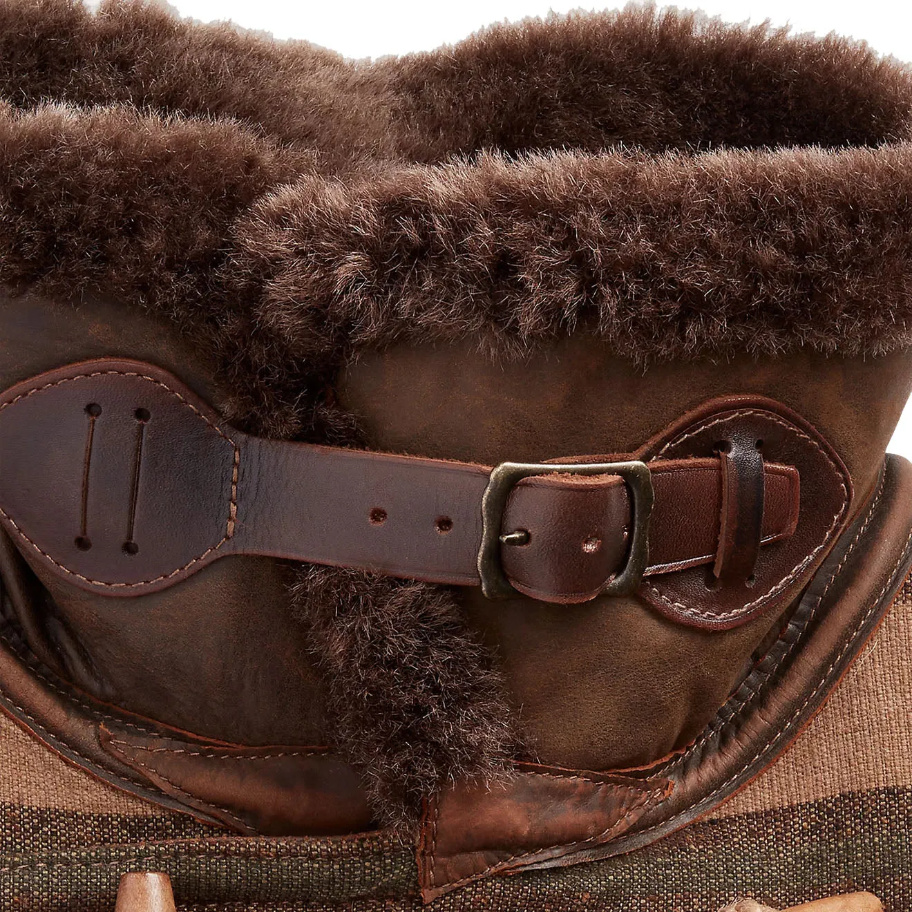 Kleidung RRL By Ralph Lauren Herren RRL by Ralph Lauren Seaberg Shearling Pea Coat Grau / Braun Mehrfarbig