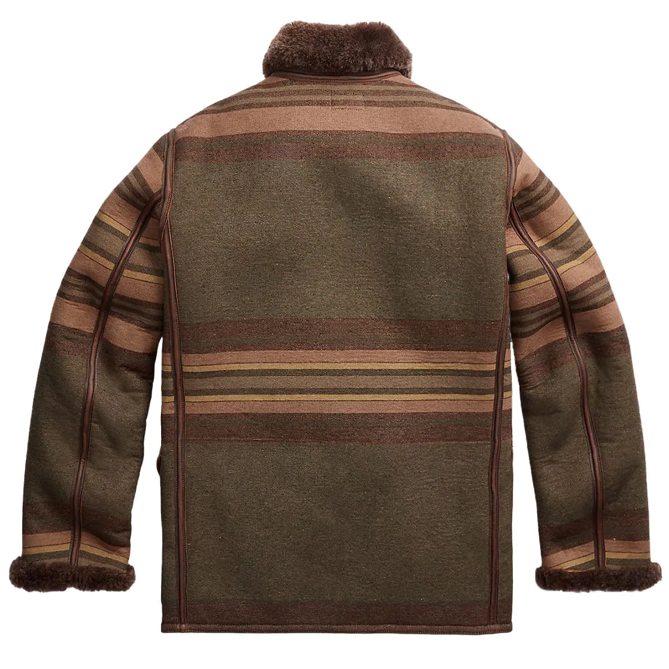 Kleidung RRL By Ralph Lauren Herren RRL by Ralph Lauren Seaberg Shearling Pea Coat Grau / Braun Mehrfarbig