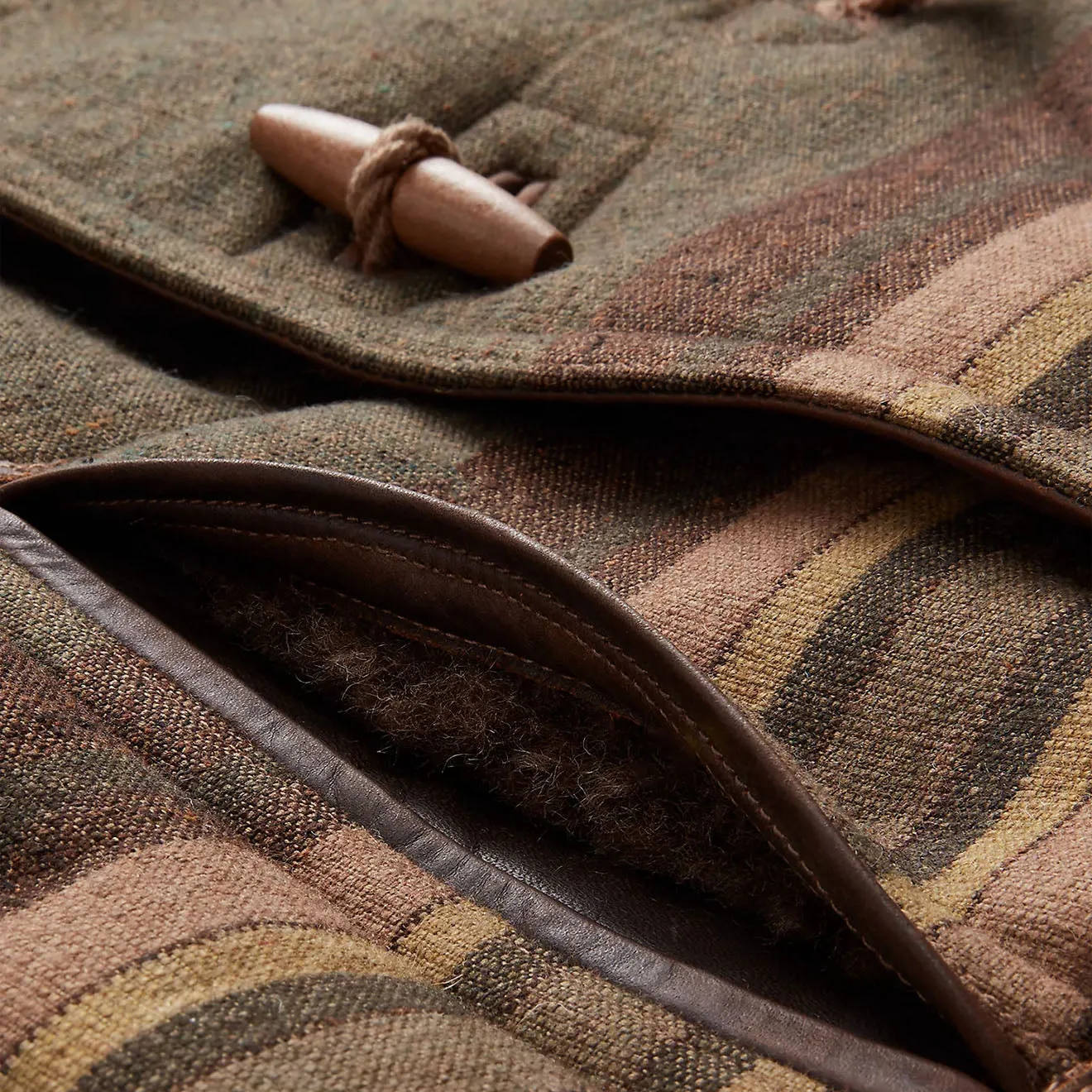 Kleidung RRL By Ralph Lauren Herren RRL by Ralph Lauren Seaberg Shearling Pea Coat Grau / Braun Mehrfarbig