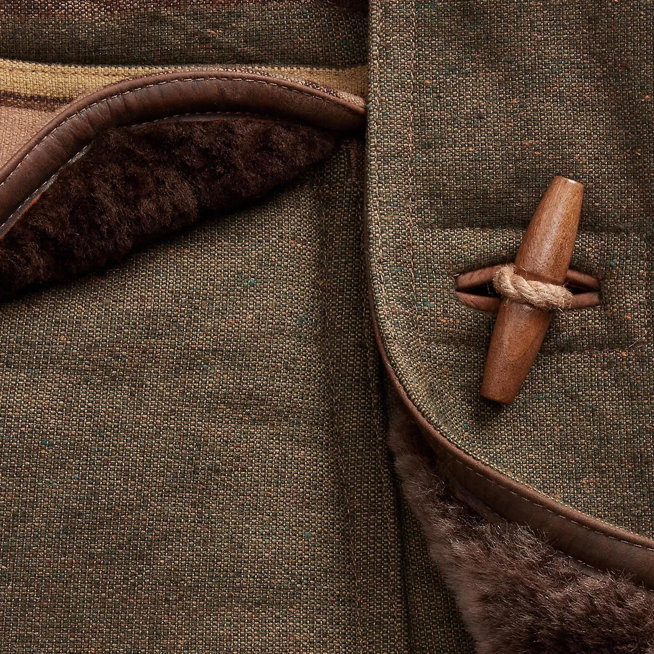 Kleidung RRL By Ralph Lauren Herren RRL by Ralph Lauren Seaberg Shearling Pea Coat Grau / Braun Mehrfarbig