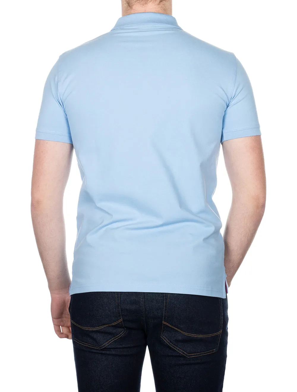 Kontrast-Kragen-Piqué-Polohemd Capri Blau