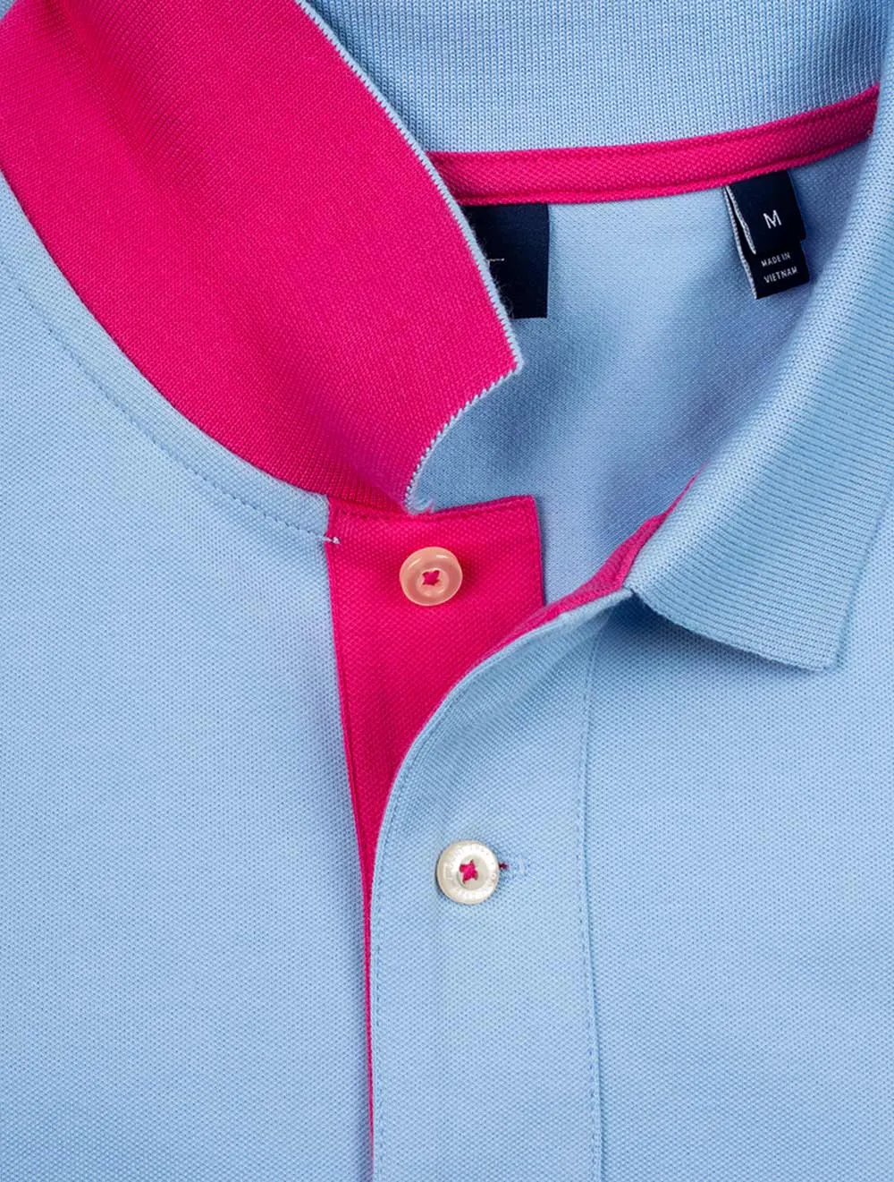 Kontrast-Kragen-Piqué-Polohemd Capri Blau