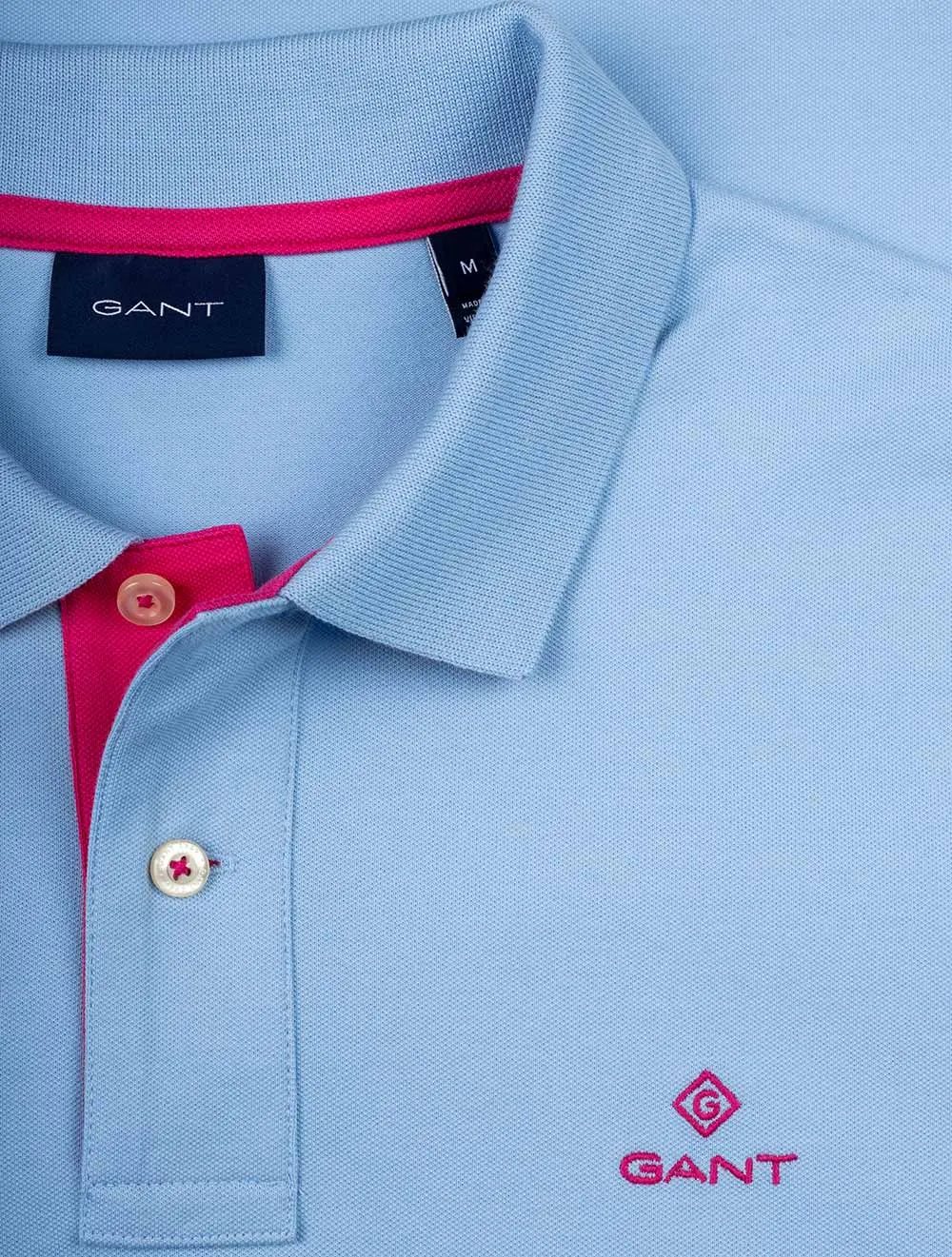 Kontrast-Kragen-Piqué-Polohemd Capri Blau