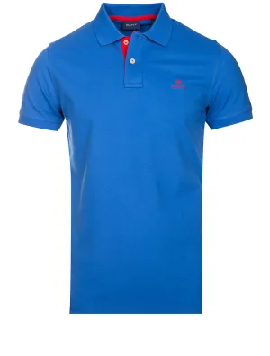 Kontrast-Kragen Piqué Polohemd Lapisblau
