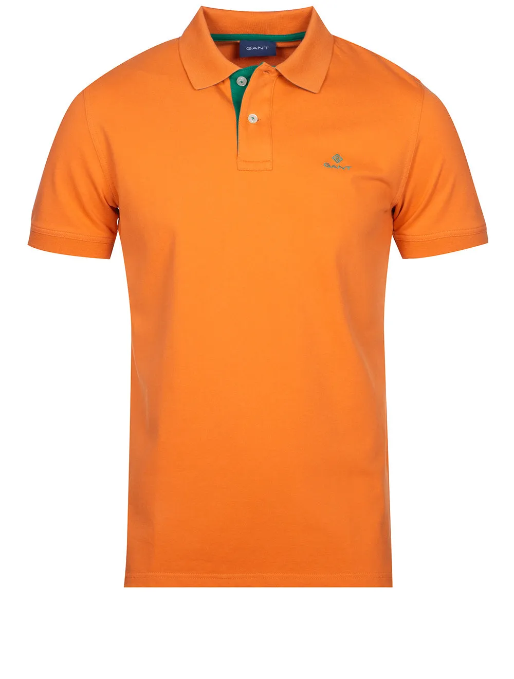 Kontrast-Kragen-Piqué-Polohemd Kürbisorange