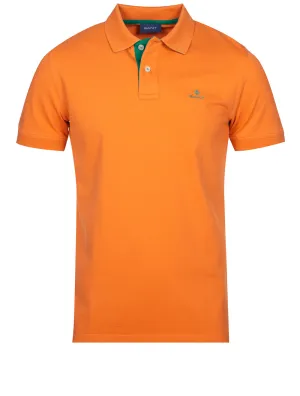 Kontrast-Kragen-Piqué-Polohemd Kürbisorange