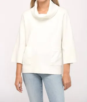 Kontrast Satin Kapuzenpullover in Creme