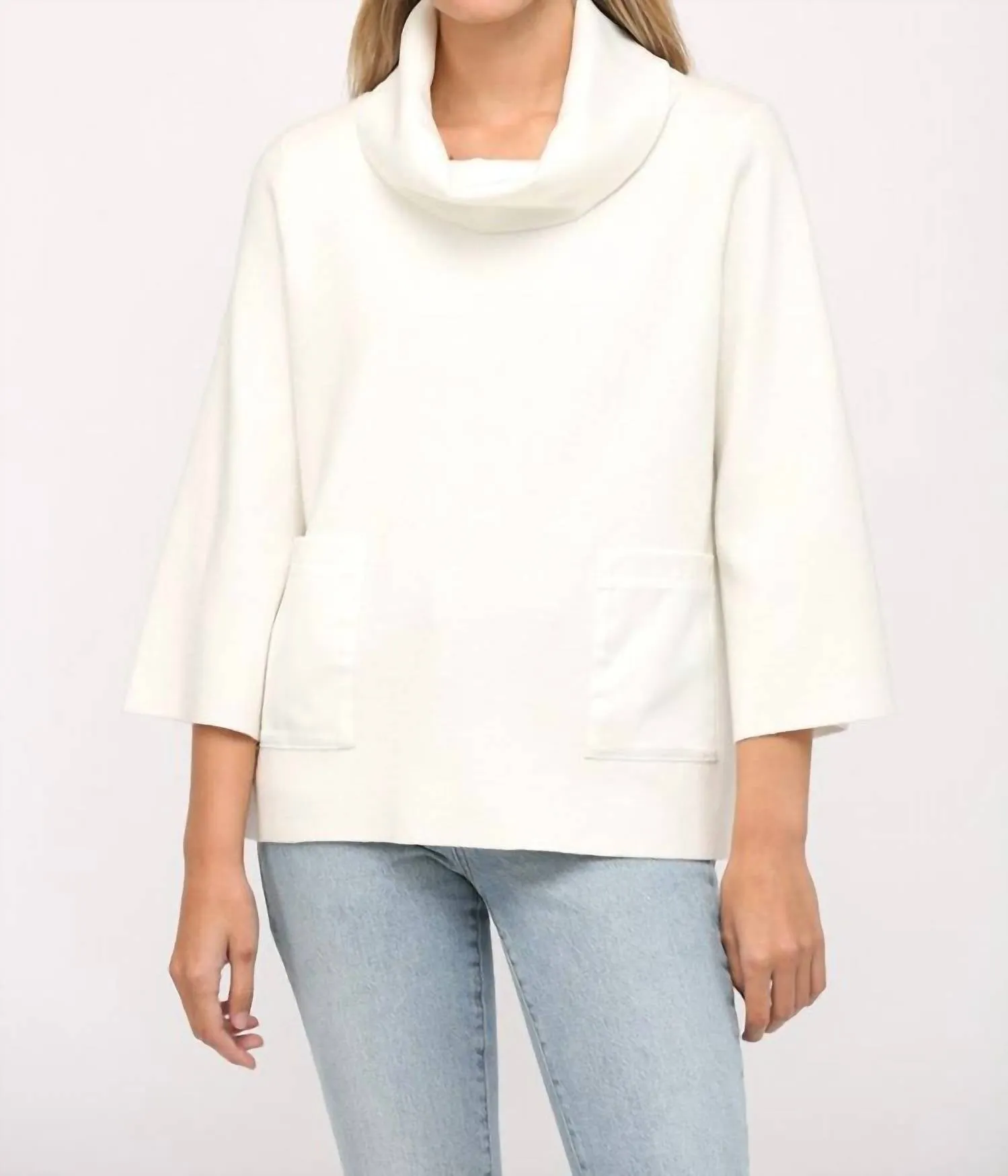 Kontrast Satin Kapuzenpullover in Creme