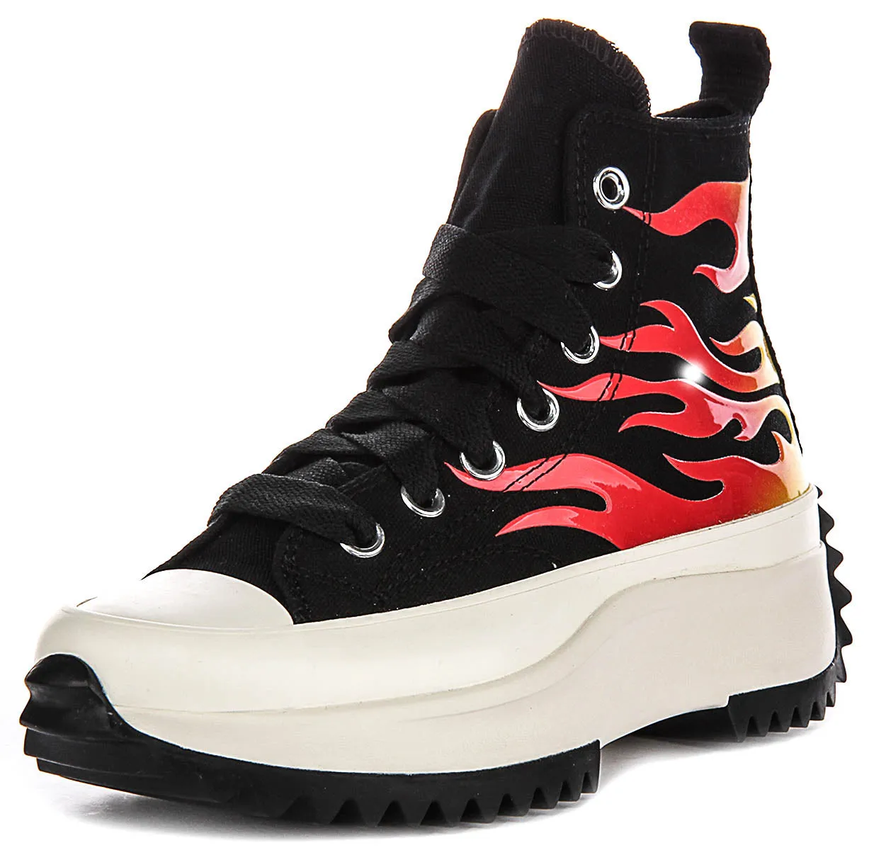 Converse A08766C Runstar Hike Schuhe in Schwarz-Rot mit Flammenmuster Converse