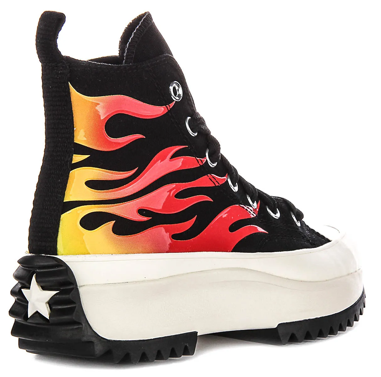Converse A08766C Runstar Hike Schuhe in Schwarz-Rot mit Flammenmuster Converse