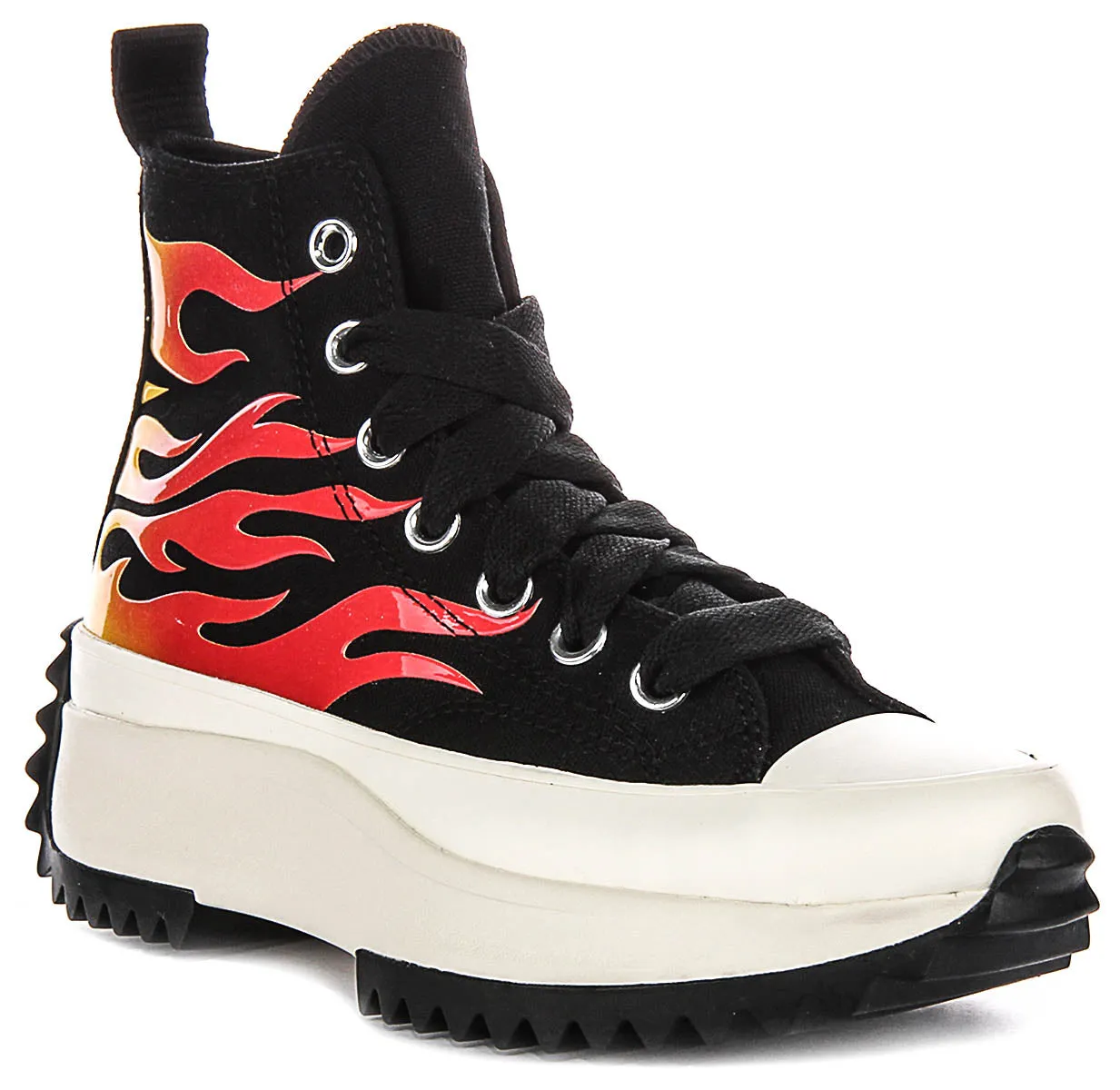 Converse A08766C Runstar Hike Schuhe in Schwarz-Rot mit Flammenmuster Converse