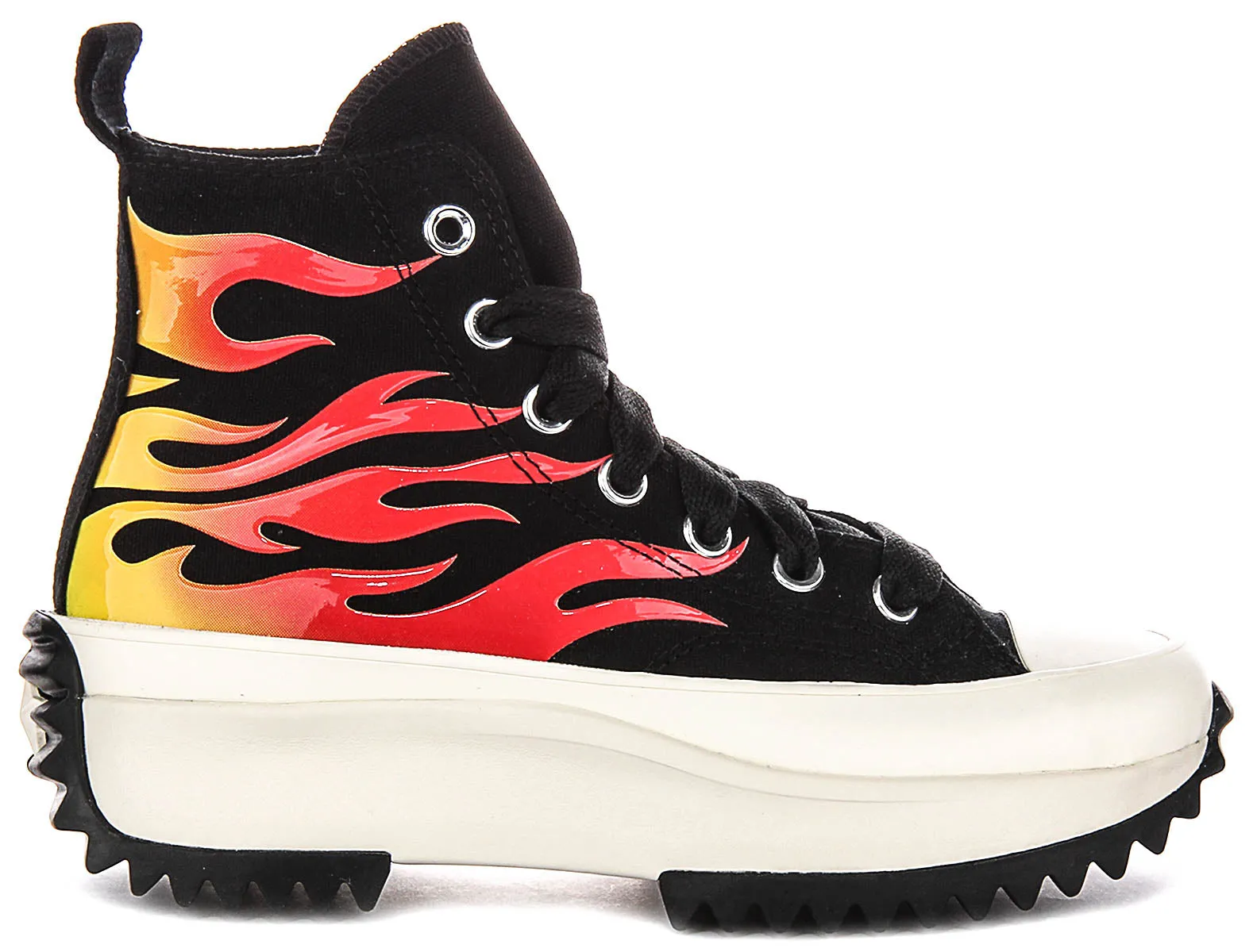 Converse A08766C Runstar Hike Schuhe in Schwarz-Rot mit Flammenmuster Converse