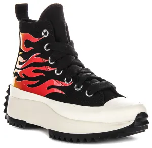 Converse A08766C Runstar Hike Schuhe in Schwarz-Rot mit Flammenmuster Converse