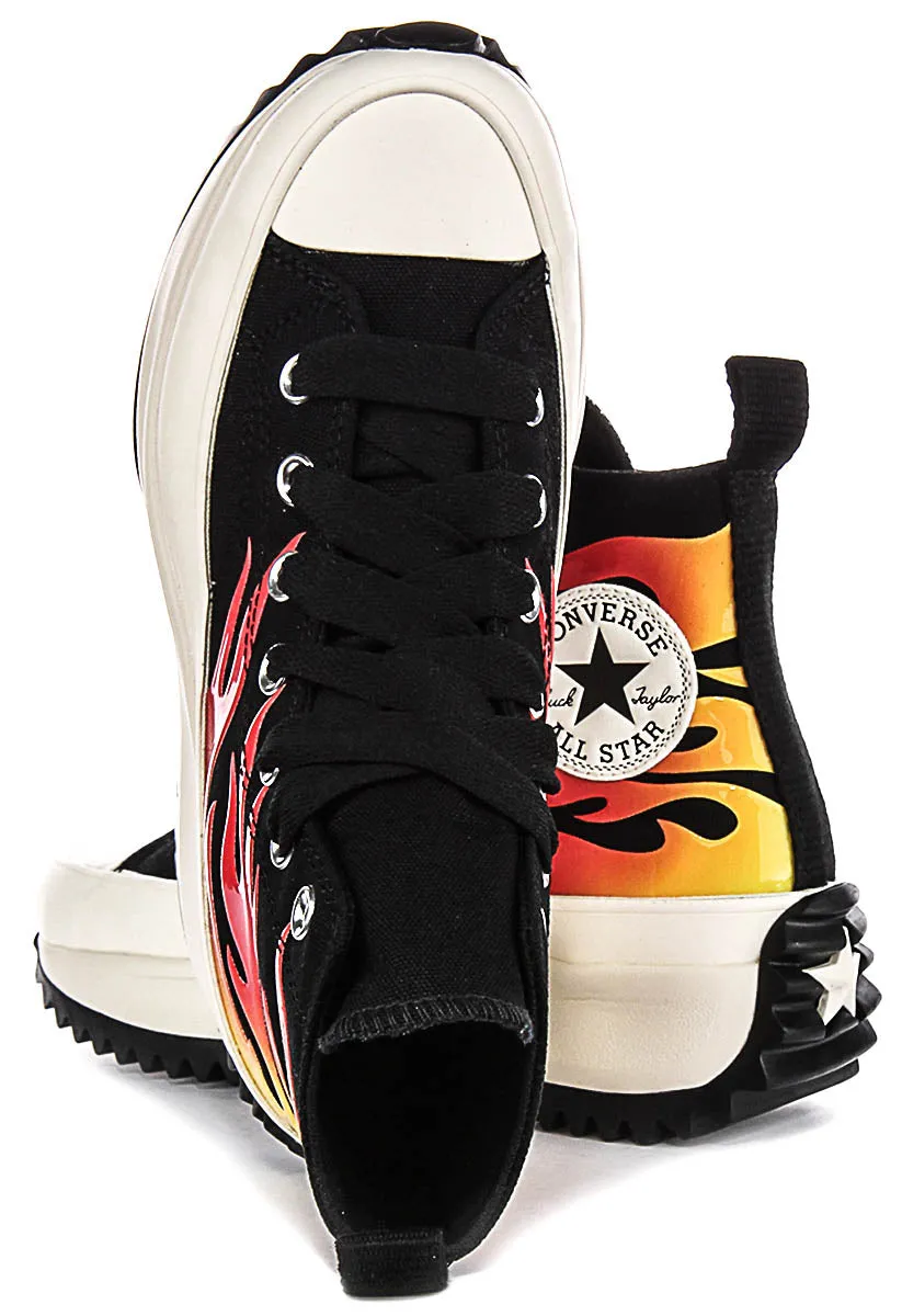 Converse A08766C Runstar Hike Schuhe in Schwarz-Rot mit Flammenmuster Converse