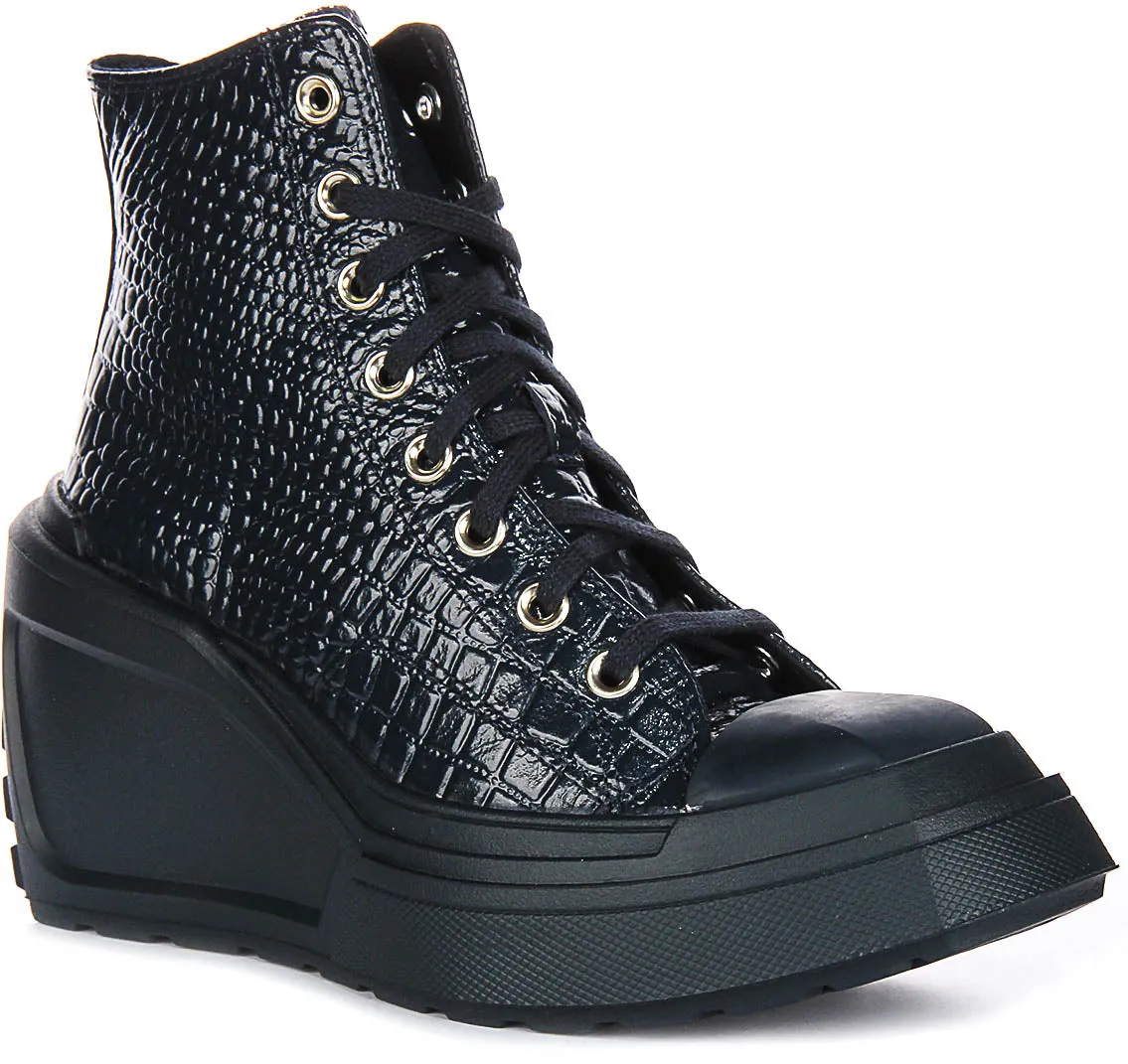 Converse Chuck 70 De Luxe Keil A10037C in Marineblau Leder Schuhen Converse