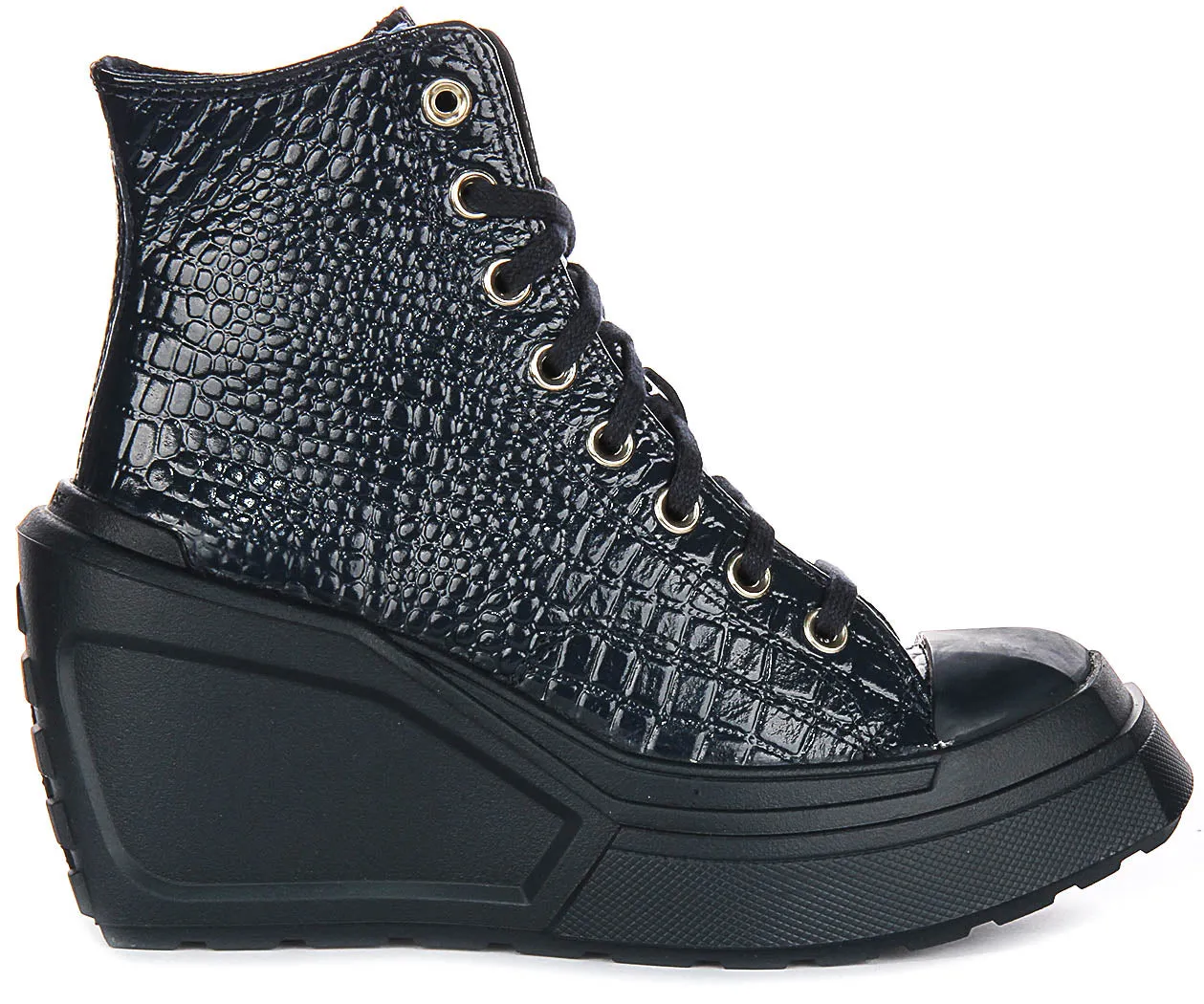 Converse Chuck 70 De Luxe Keil A10037C in Marineblau Leder Schuhen Converse